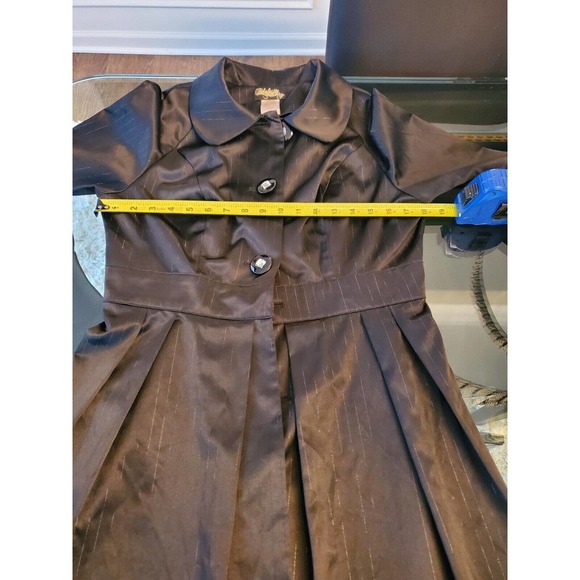 Fabulosity Women Solid Black Polyester Long Sleeve Buttons Front Long Jacket XL - Picture 11 of 12